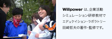    Willpowerは、企業活動シミュレーション研修教材でエデュケイション・ラボラトリー田崎哲夫の著作・監修です。 